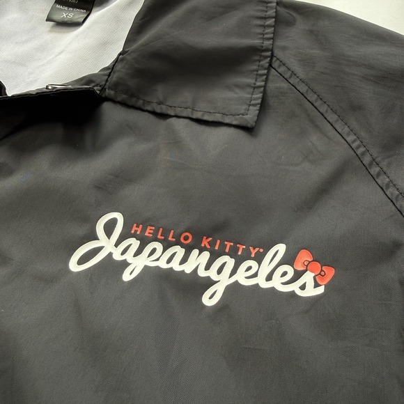 JAPANGELES x Hello Kitty  Windbreaker Coach Jacket Snap Button Black XS Limited - Picture 3 of 11